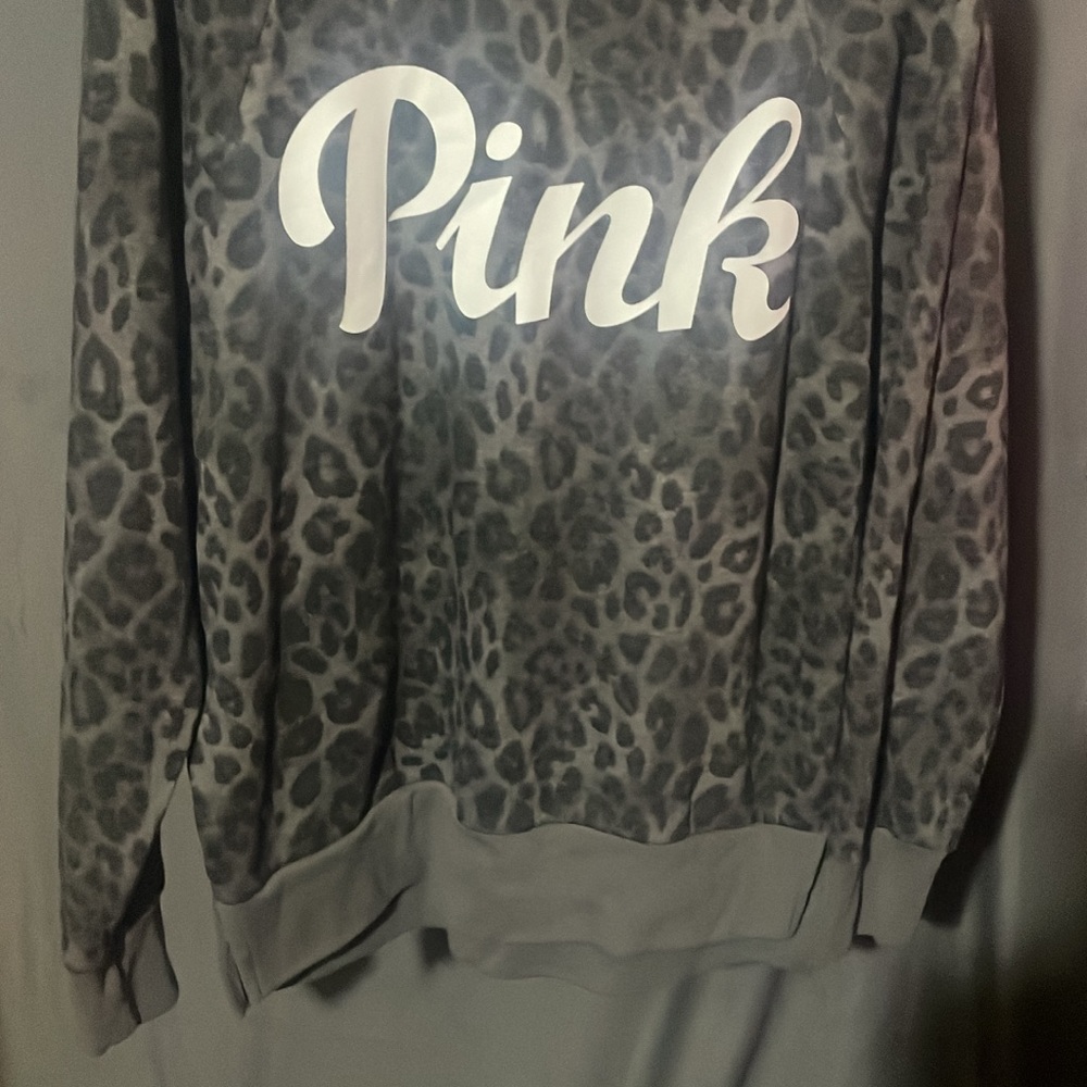 PINK Victoria's Secret Gray Leopard cheetah Sweater